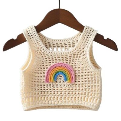 Lot de quatre hauts courts en coton arc-en-ciel faits main au crochet pour filles | 2 à 5 ans