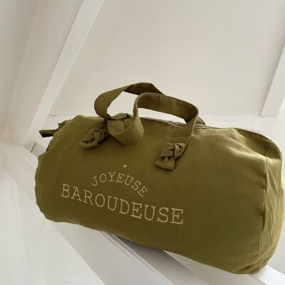 Olive green "Joyeuse Baroudeuse" duffel bag