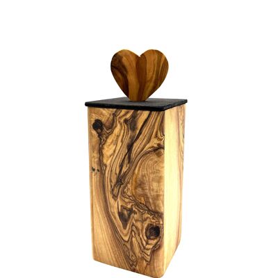Olive wood pet urn CUBUS – sustainable wooden urn for pets up to 15 kg engraving option