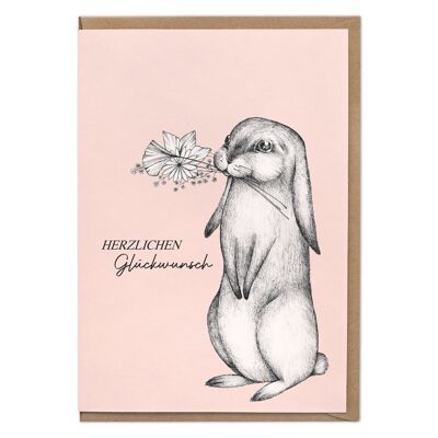 Folding Card – Flower Bunny