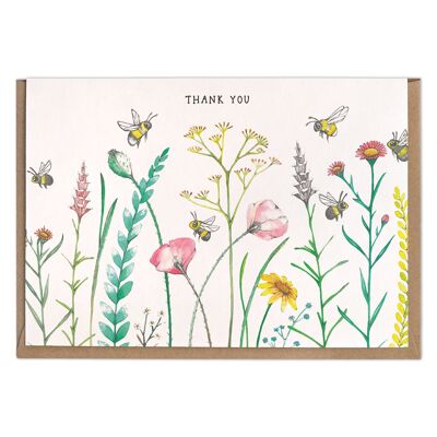 Folding Card – Bees & Flowers