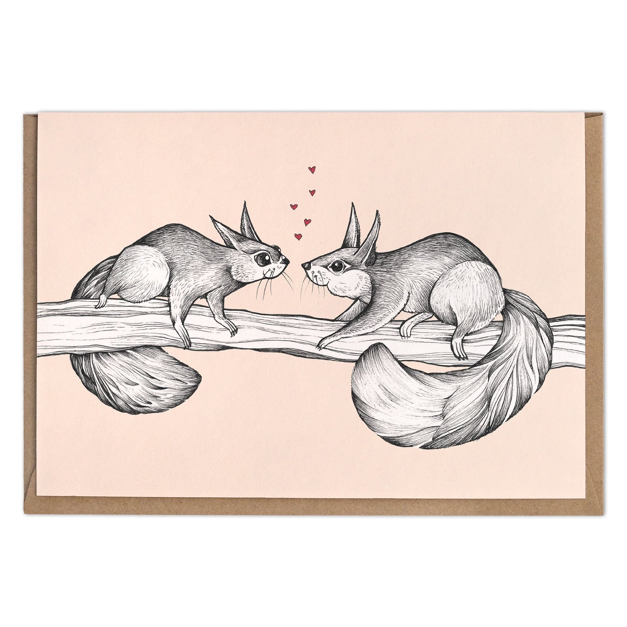 Klappkarte – Zwei Hörnchen