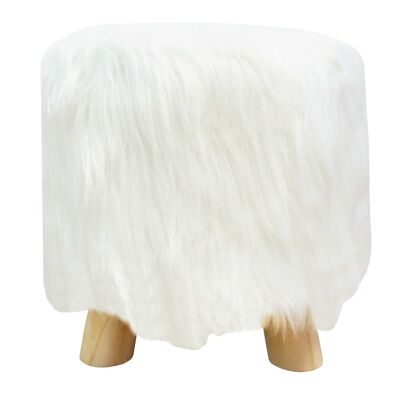 Tabouret blanc fausse fourrure