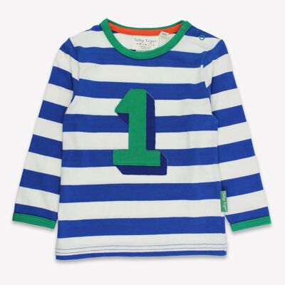 Camiseta de manga larga con apliques de rayas azules de Organic One