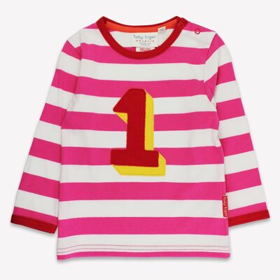 Camiseta de manga larga con rayas rosas y apliques de Organic One