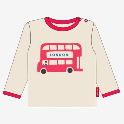Maglietta a maniche lunghe con applicazione organica dell'autobus di Londra