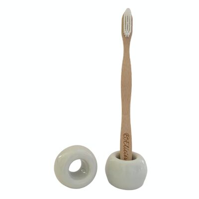 Handmade ceramic toothbrush holder - white