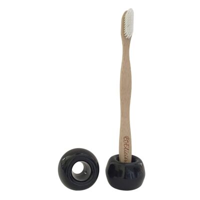 Handmade ceramic toothbrush holder - black