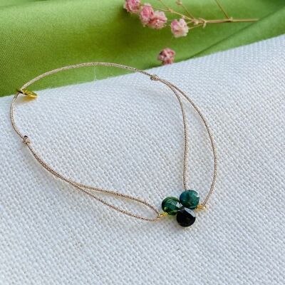 Bracciale con tormalina verde a goccia - Isadora (BIS22)