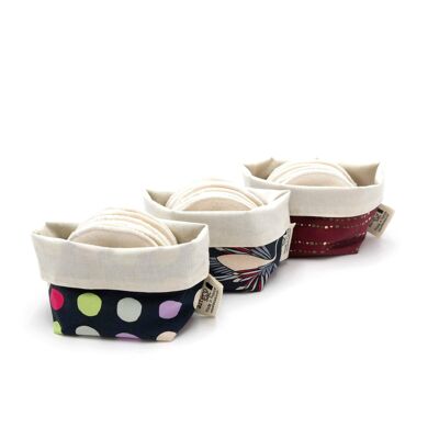 Organic cotton washable makeup remover pads (round) - x 10 with basket