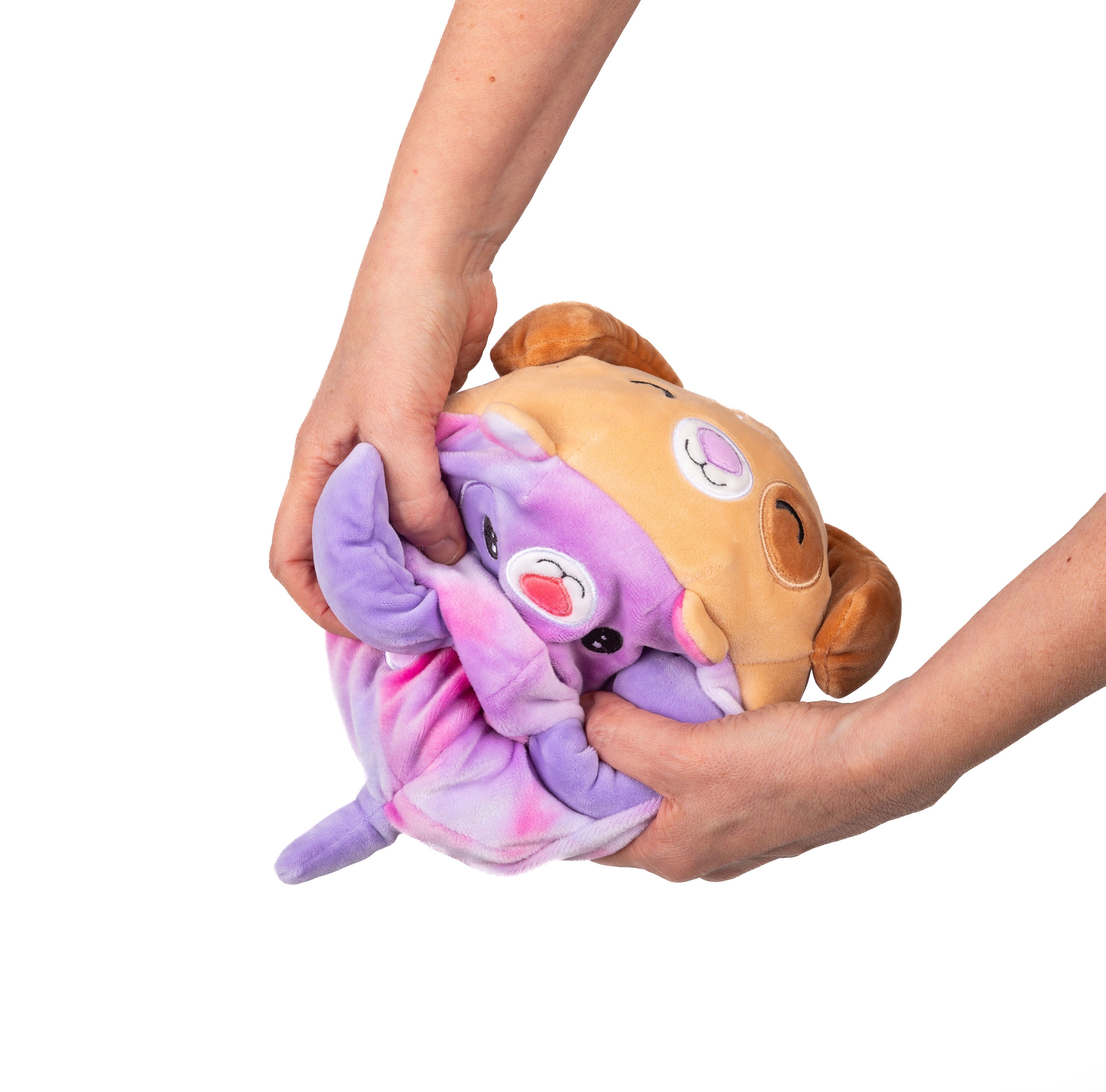 Cushablez Peluche reversibile - Cucciolo Paxton 22 cm - Marrone/Rosa