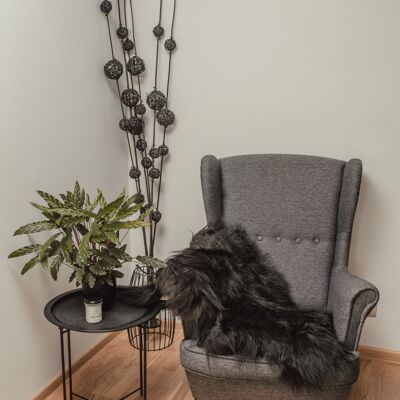 Tapis islandais en peau de mouton naturelle noire, superbes tapis en peau de mouton, cuir de mouton, tapis en laine longue, Schaffell Hygge