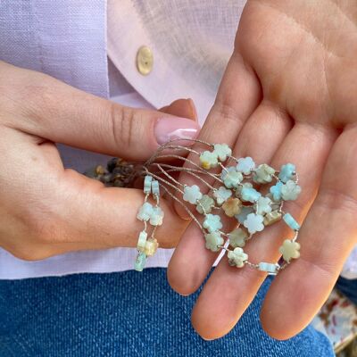 Bracelet pierre amazonite- Marguerite