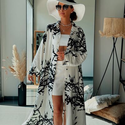 Flowing Viscose Tunic in White and Black Print – Summer Collection