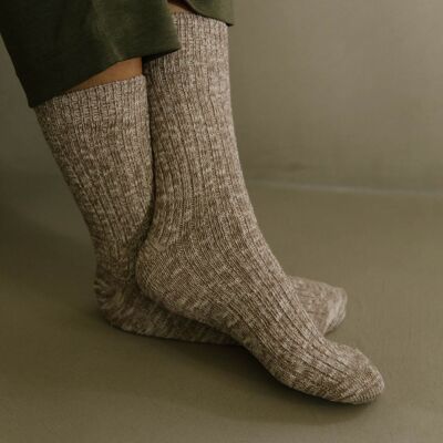 Calcetines jaspeados de mujer, color topo
