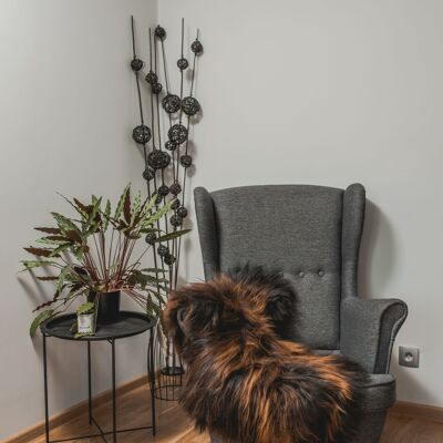 Tapis islandais en peau de mouton véritable, noir rouille, peau d'animal unique, tapis décoratif en peau de mouton, jeté en peau de mouton, Hygge