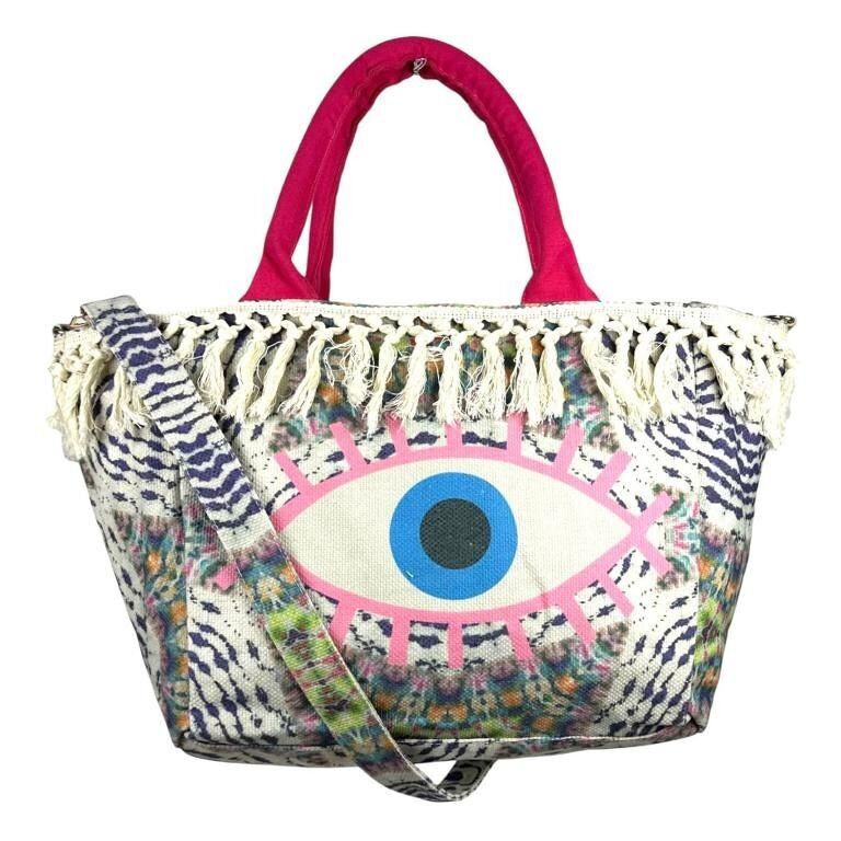 Grande borsa shopper in tela con bellissimi disegni