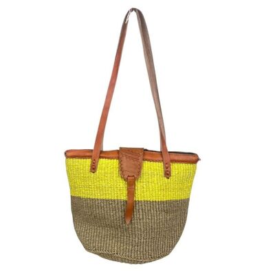 Panier fait main en lin et herbes indigènes avec rabat