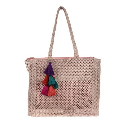 Bolso Papel con Pompones Decorativos Multicolores