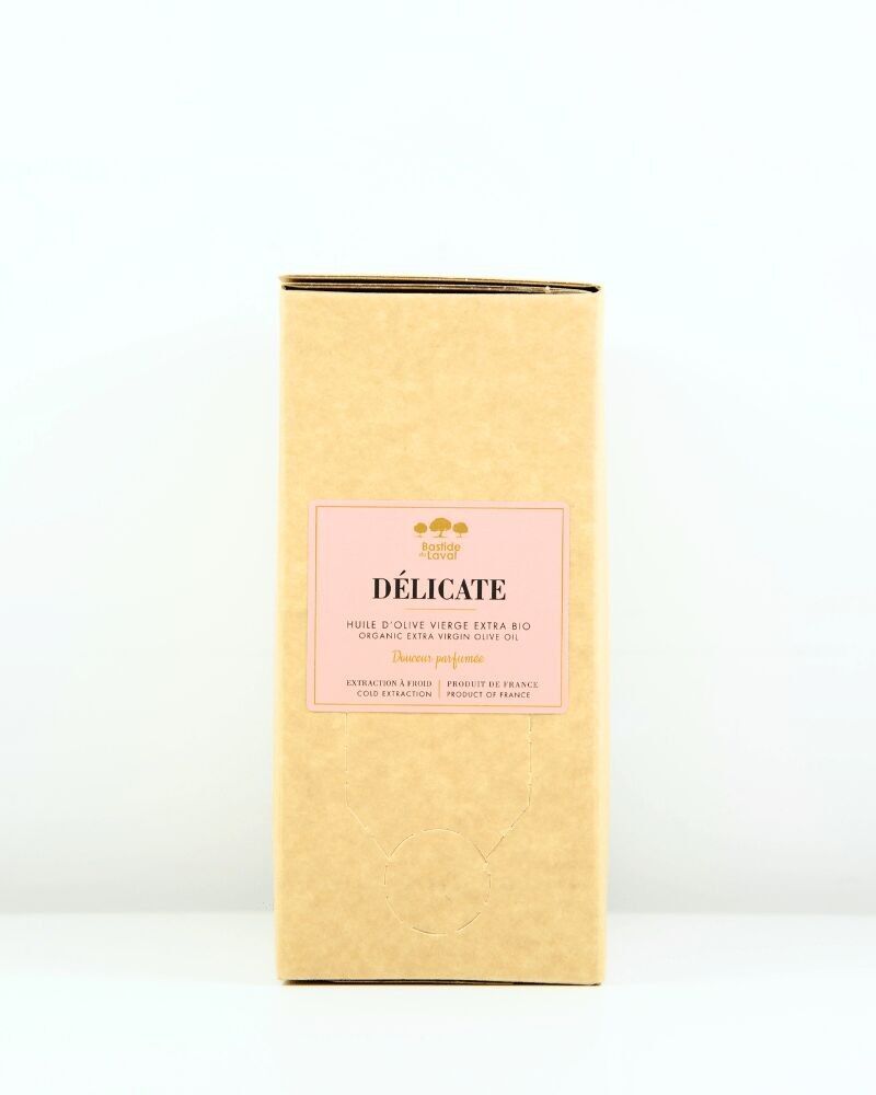 Organic Extra Virgin Olive Oil from France - Delicate - Ripe Fruity - 3L Bag-in-Box