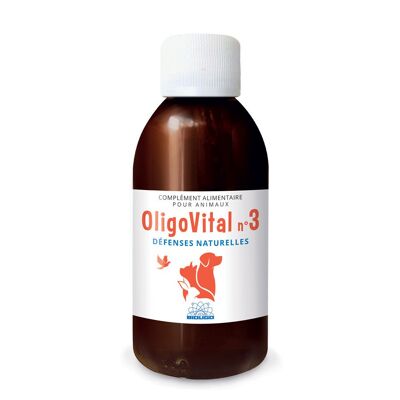 OLIGOVITAL N°3 - COMPLEMENTO VETERINARIO - OLIGOELEMENTOS PARA ANIMALES - DEFENSAS NATURALES - 150 ml