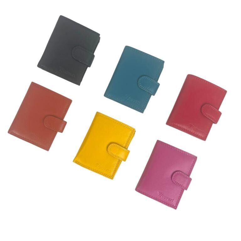 Portafoglio da donna in pelle con scatola e tasca posteriore. B2B