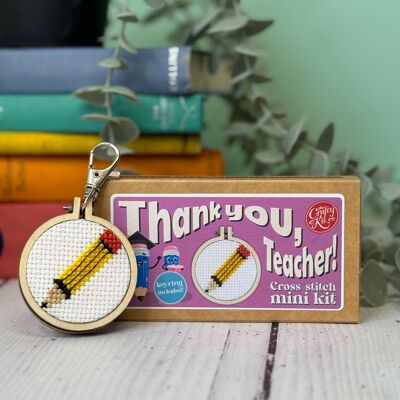 Thank you, Teacher! (pencil) Mini Matchbox Cross Stitch Kit