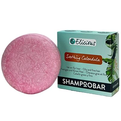 Champú natural en pastilla Caléndula Calmante 58g - Cabello graso y fino