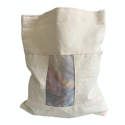 Storage bag for pasta and legumes with viewing window made of organic cotton - medium