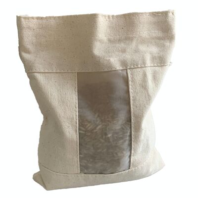 Storage bag for pasta and legumes with viewing window made of organic cotton - small