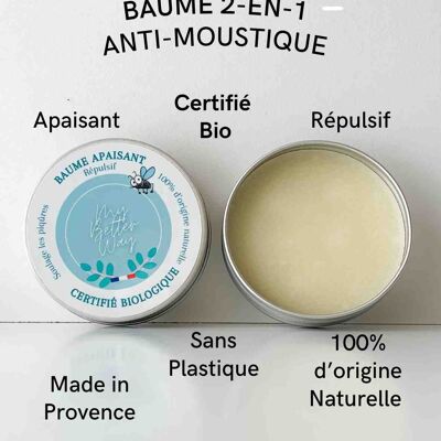 Baume antimoustique 2 en 1 : apaisant et répulsif certifié bio