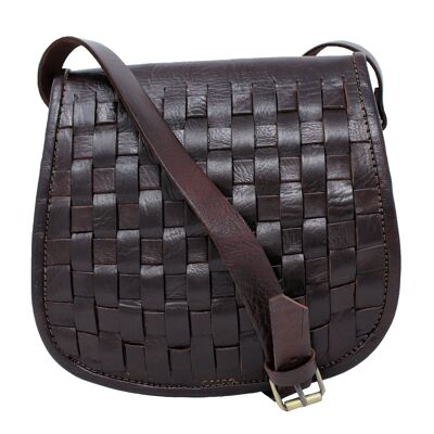 Bolso de cuero tejido Sam Saddle - Chocolate