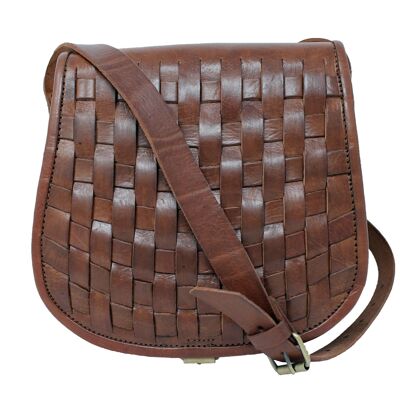 Bolso de cuero tejido Sam Saddle - Marrón