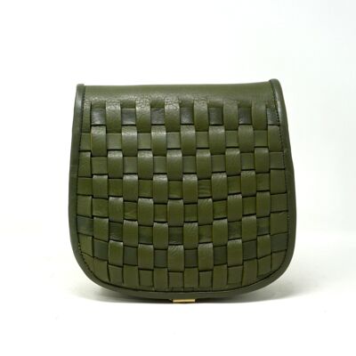 Sacoche de selle tissée en cuir Sam - vert olive
