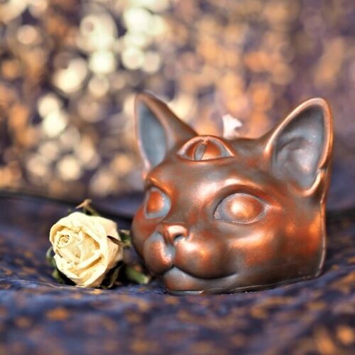Mystical Cat Candle Bronze