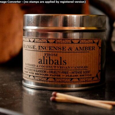 Orange, Incense & Amber Tin Candle-