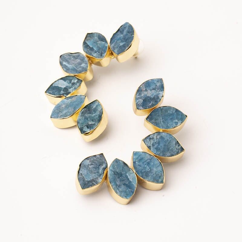 Orecchini Ed. Boreale. Apatite blu grezza limitata