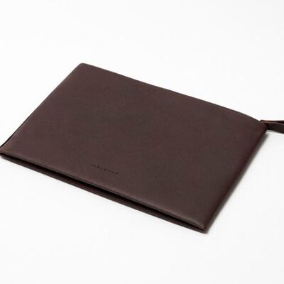 Cartera de piel con cremallera S chocolate