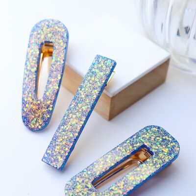 Fermaglio per capelli con paillettes blu loto