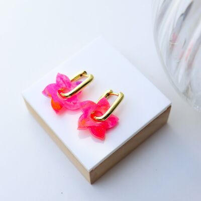 Pendientes de aro intercambiables Flora Galaxy Fluo