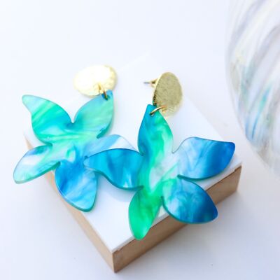 Pendientes Tiana de color azul perlado y verde
