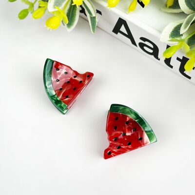 🍉 Mini pince à cheveux en acétate de pastèque – Juicy & Fun 🍉