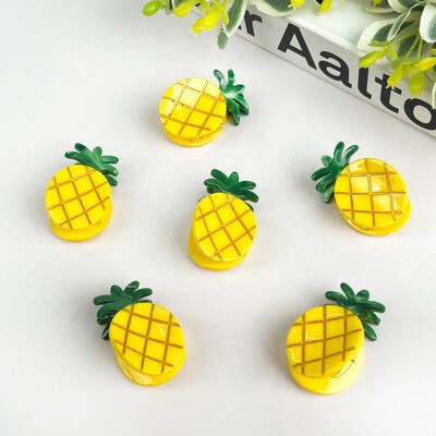 Mini pinza para el cabello de acetato con forma de piña: estilo tropical y divertido