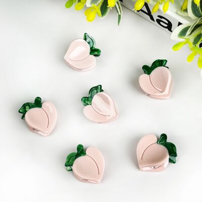 Mini pinza para el cabello de acetato color melocotón – Vibras suaves y dulces
