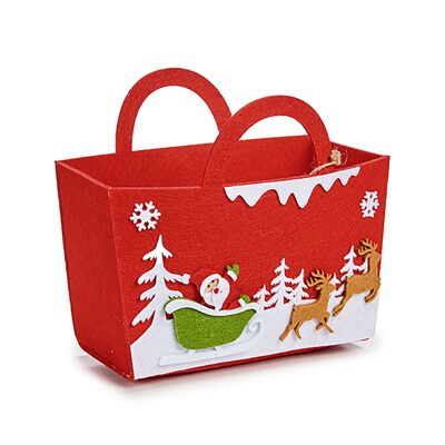 Panier de décoration de Noël avec poignée Couleur : Rouge