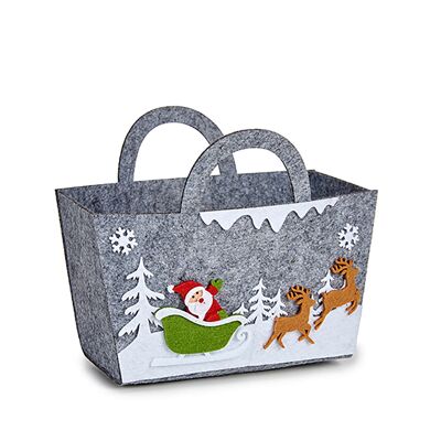 Panier de décoration de Noël avec poignée Couleur : Gris