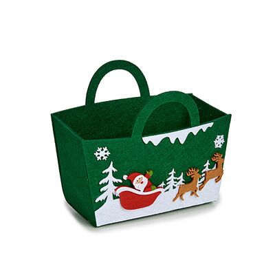 Panier rond avec anse, décoration de Noël Couleur : Vert