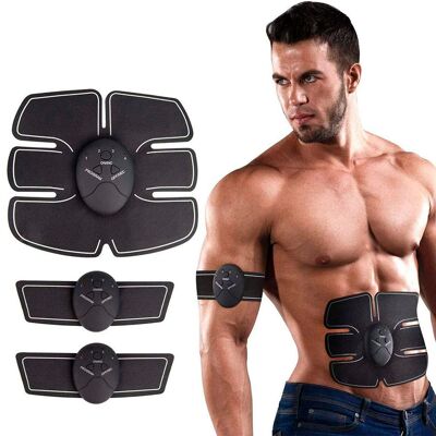 Elettrostimolatore muscolare per addominali, gambe e braccia. Cintura tonificante e stimolante massaggiatrice elettrica. Colore: Nero