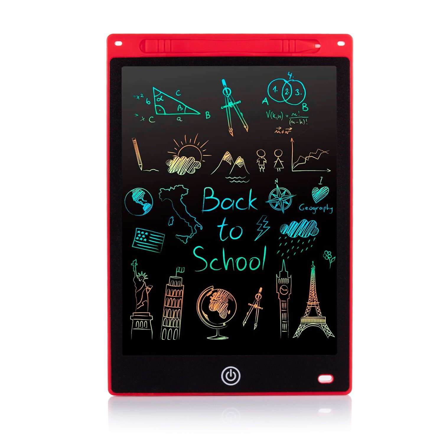 Tavoletta LCD portatile da 10 pollici per disegno e scrittura con sfondo multicolore.Colore: rosso