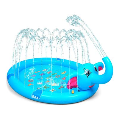 Aire de jeux. Jouet gonflable et arroseur d'eau, jeu amusant pour les enfants. 200cm. Motif éléphant avec trompe arroseuse.Couleur : Bleu